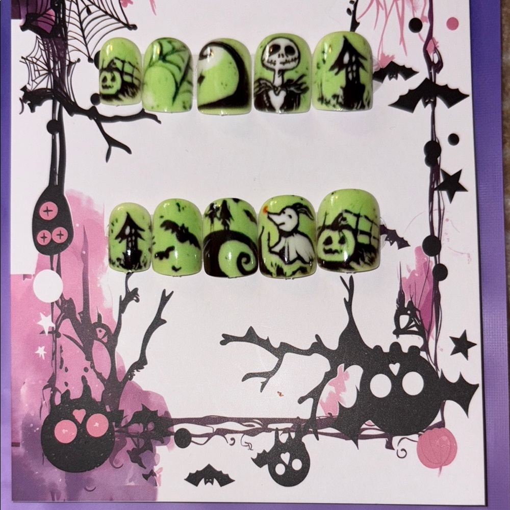Green Halloween Nail Art Set